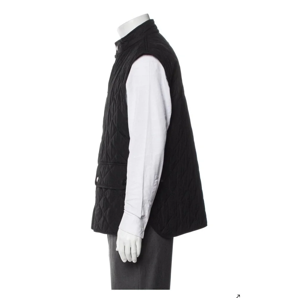 Barbour Lowerdale Quilted Vest Mens XL Black MQU0495BK11 Diamond Gilet Snap